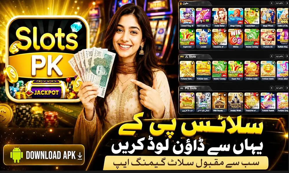 SlotsPK game app lobby on an Android phone